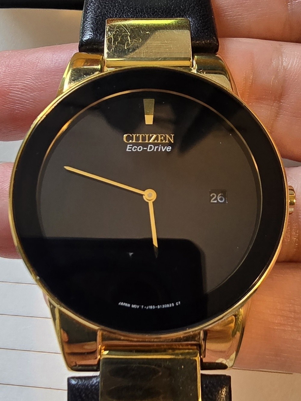 Citizen Eco-Drive Black & Gold Minimalist Watch